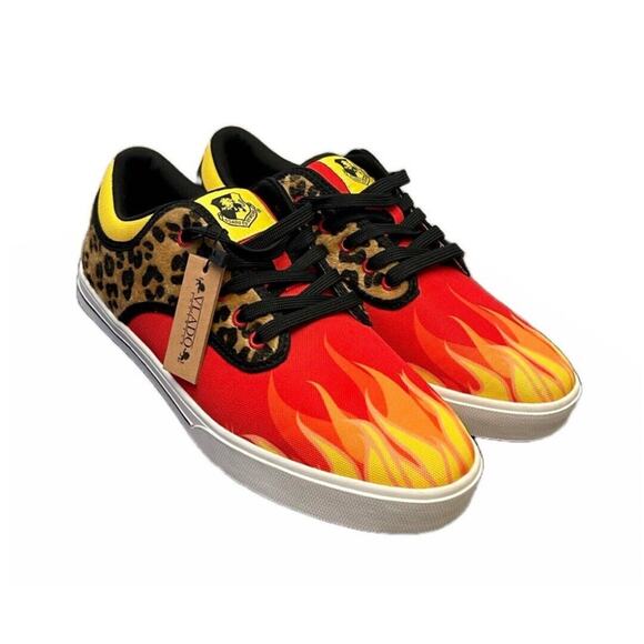 Vlado Spectro 3 Limited Edition Flames‎ & Cheetah Rare Men's Shoes Size 8 NWT - Picture 1 of 7